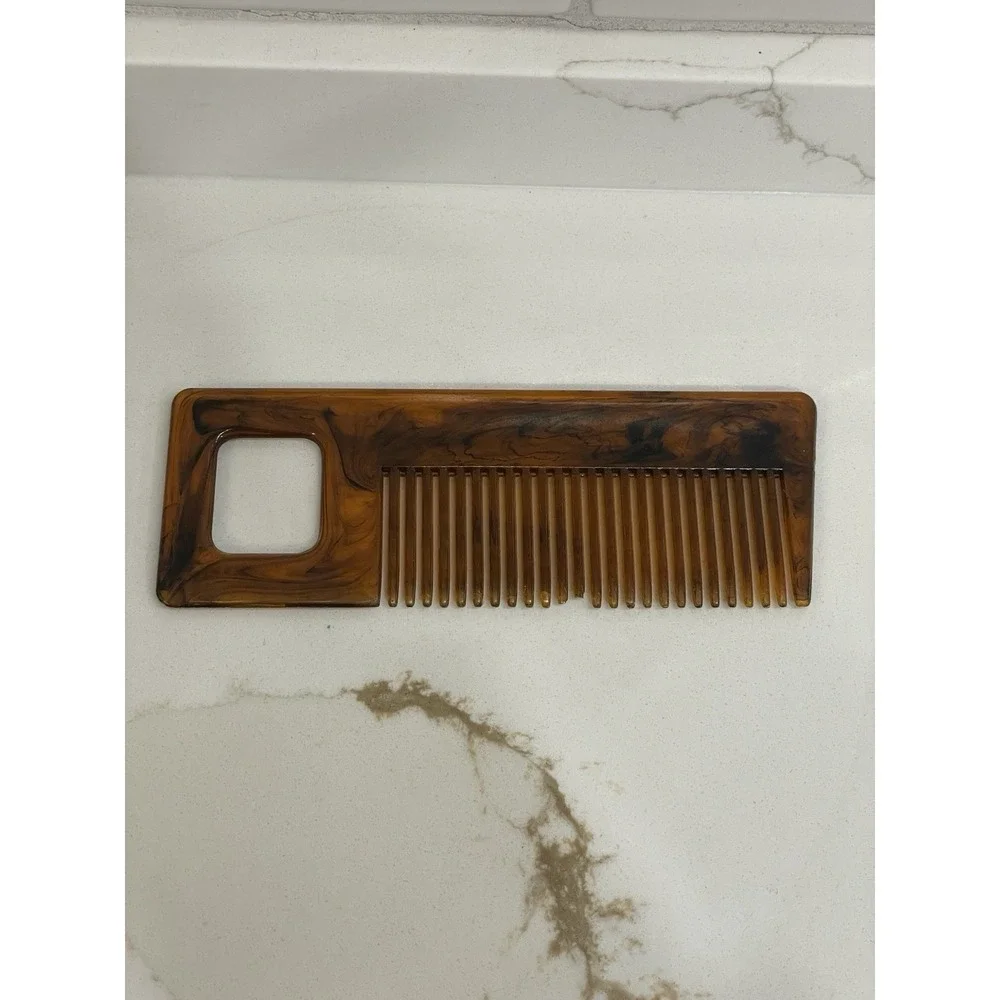 Vintage Tortoise Shell Pocket Comb 5 inch‎ Retro Geometric 1970s MCM